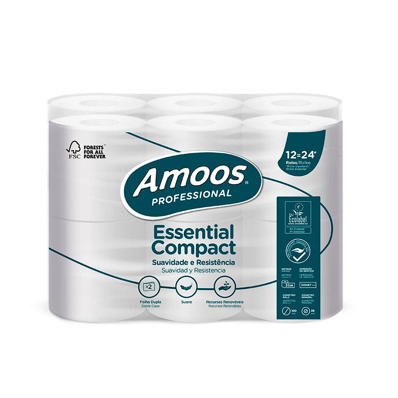 Papel Higiénico Doméstico Amoos Essential Confort 35 Metros